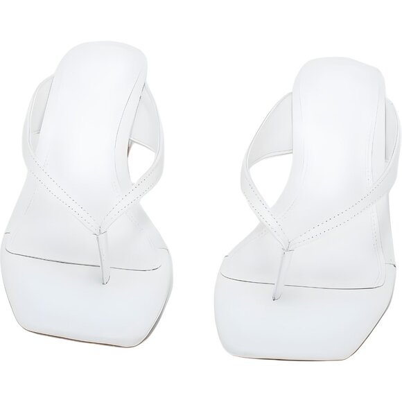 Steve Madden Ninna Blade Heel Thong Sandals White Square Toe Women's US 8M - Picture 5 of 6